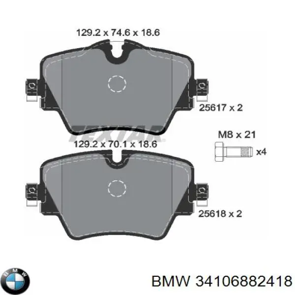 Klocki hamulcowe przednie tarczowe BMW 34106882418 cena, od 30,24 USD