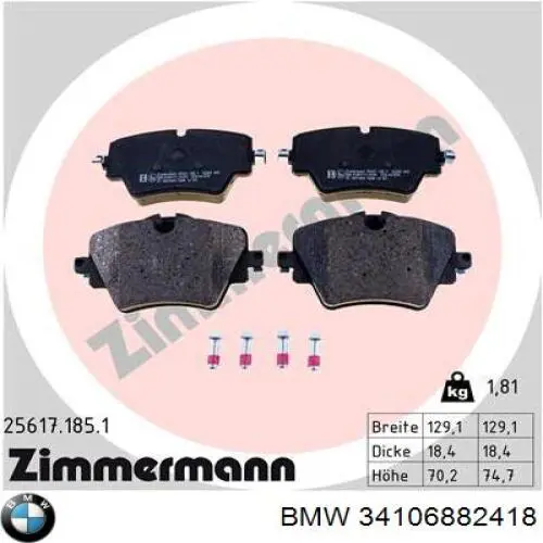 Do koszyka 34106882418 BMW Klocki hamulcowe przednie tarczowe