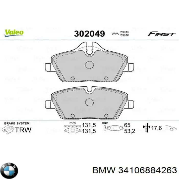 Klocki hamulcowe przednie tarczowe BMW 34106884263 cena, od 30,54 USD