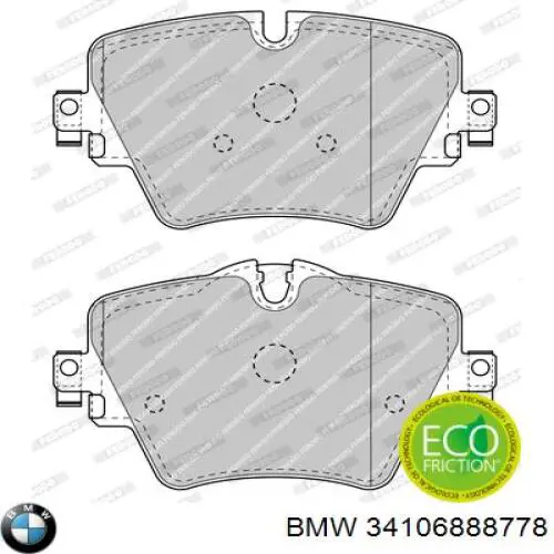 Klocki hamulcowe przednie tarczowe BMW 34106888778 cena, od 37,69 USD