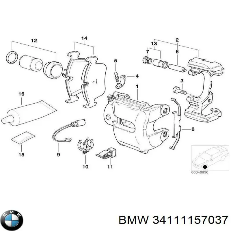 Do koszyka 34111157037 BMW Zestaw naprawczy zacisku hamulcowego przedniego