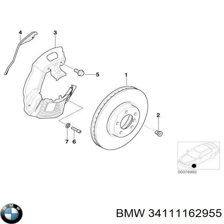 Do koszyka 34111162955 BMW Osłona tarczy hamulcowej przedniej lewej