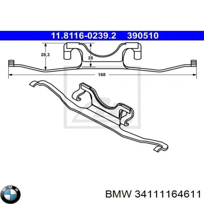 Zestaw sprężynek do mocowania klocków tarczowych przednich BMW 34111164611 cena, od 5,62 USD