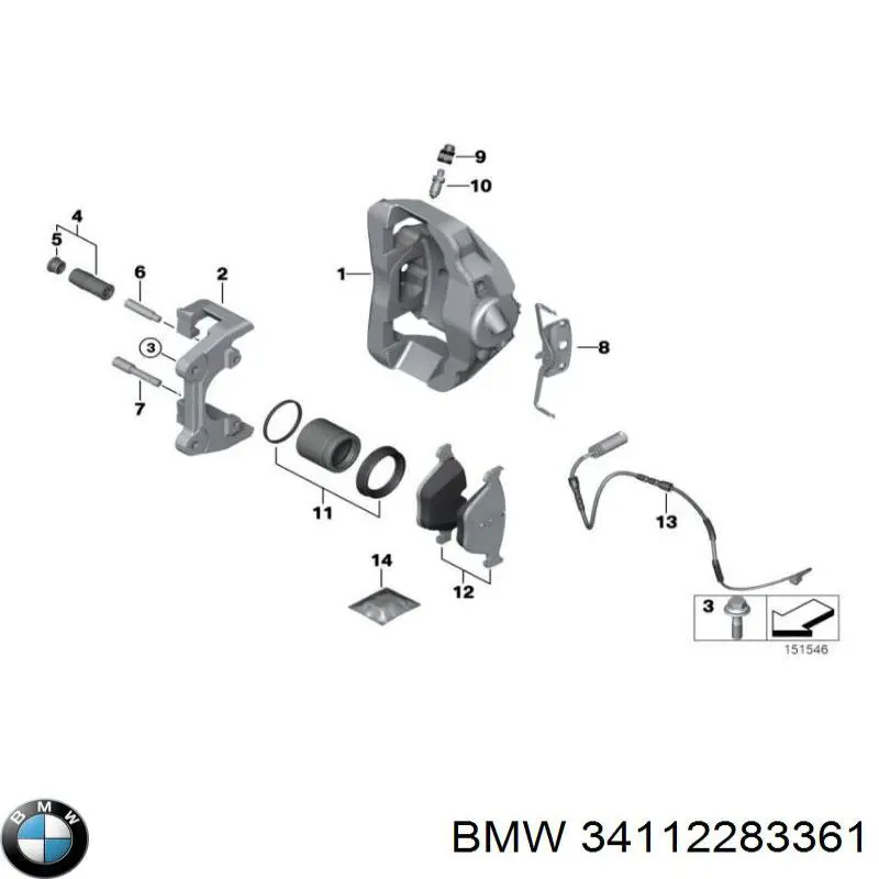 Do koszyka 34112283361 BMW Zacisk hamulcowy przedni lewy