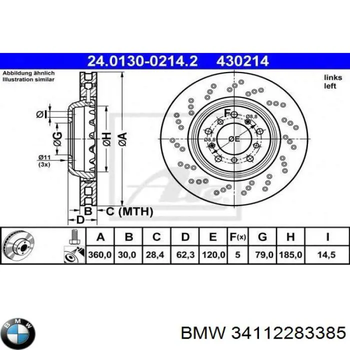 Tarcza hamulcowa tylna BMW 34112283385 cena, od 332,29 USD