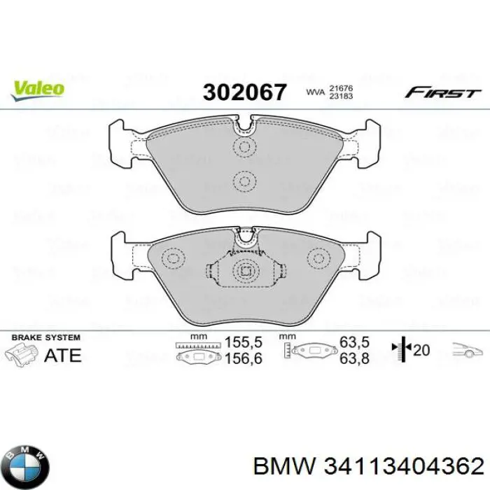 Klocki hamulcowe przednie tarczowe BMW 34113404362 cena, od 30,70 USD
