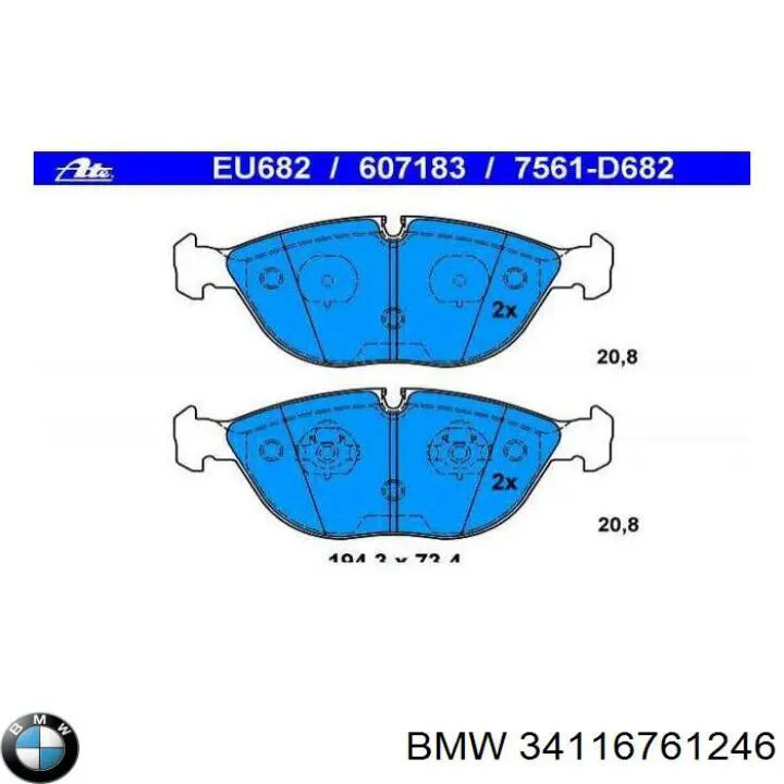 Klocki hamulcowe przednie tarczowe BMW 34116761246 cena, od 40,23 USD