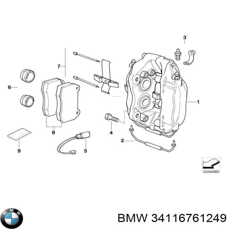 Do koszyka 34116761249 BMW Klocki hamulcowe przednie tarczowe