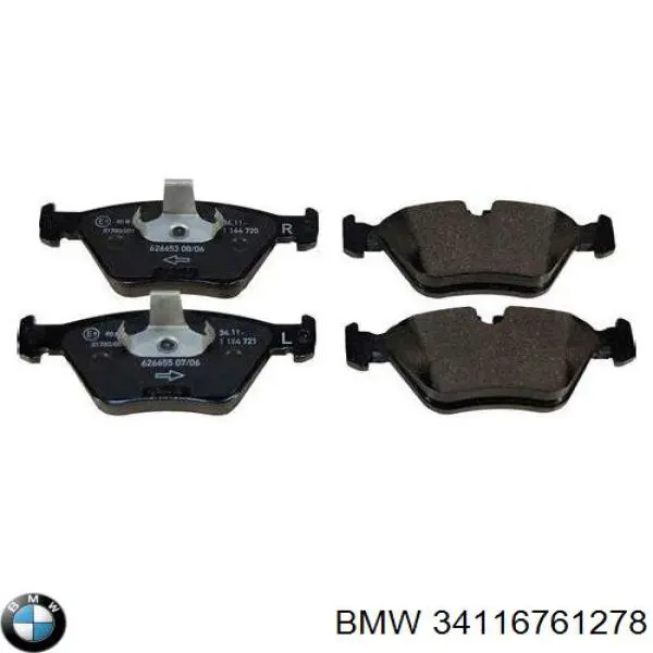 Klocki hamulcowe przednie tarczowe BMW 34116761278 cena, od 28,25 USD