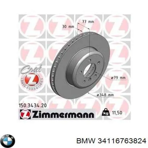 Do koszyka 34116763824 BMW Tarcza hamulcowa przednia