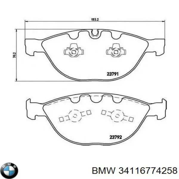 34116774258 BMW klocki hamulcowe przednie tarczowe