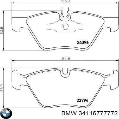 34116777772 BMW klocki hamulcowe przednie tarczowe