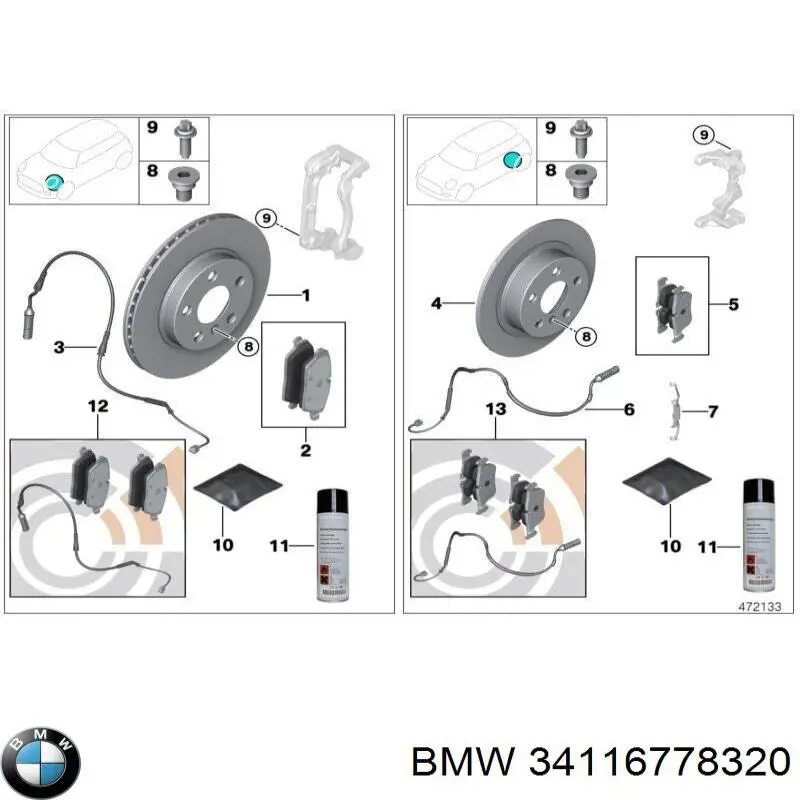 Do koszyka 34116778320 BMW Klocki hamulcowe przednie tarczowe