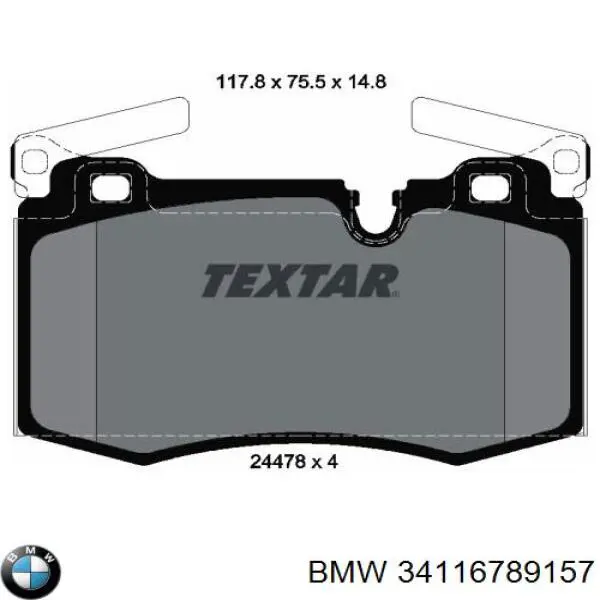 34116789157 BMW Klocki hamulcowe przednie tarczowe