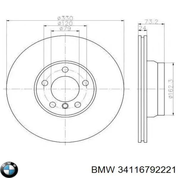 Tarcza hamulcowa przednia BMW 34116792221 cena, od 97,51 USD