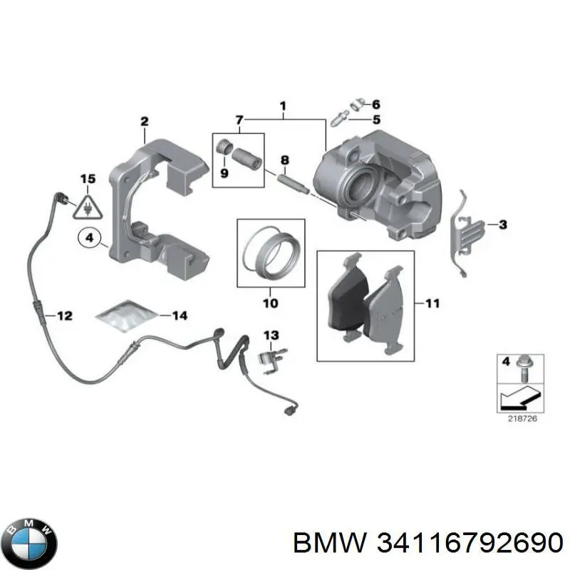 Zacisk hamulcowy przedni prawy BMW 34116792690 cena, od 142,40 USD