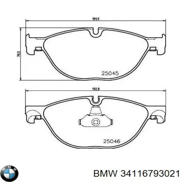 Klocki hamulcowe przednie tarczowe BMW 34116793021 cena, od 43,75 USD