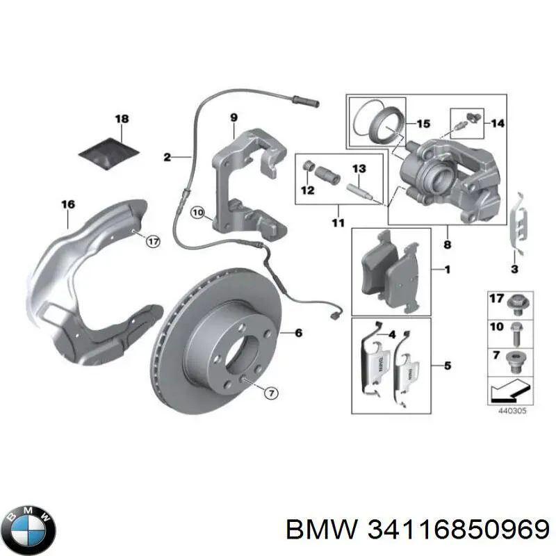 34116850969 BMW Zacisk hamulcowy przedni lewy