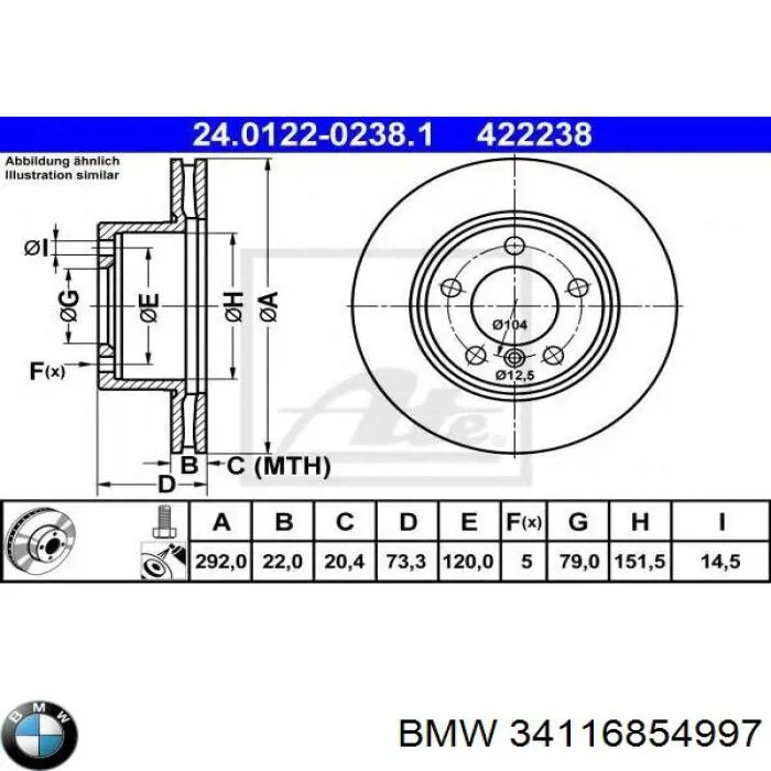 Do koszyka 34116854997 BMW Tarcza hamulcowa przednia