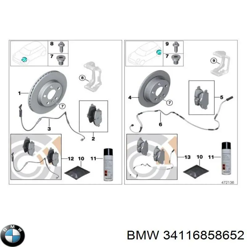 Tarcza hamulcowa przednia BMW 34116858652 cena, od 72,96 USD