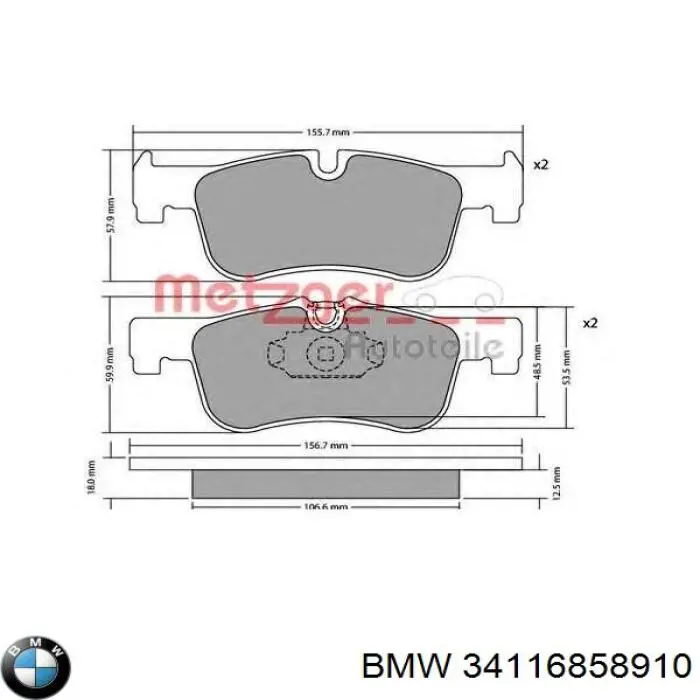 Klocki hamulcowe przednie tarczowe BMW 34116858910 cena, od 29,99 USD