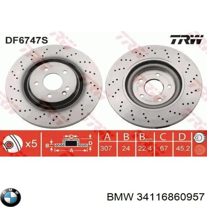 34116860957 BMW Tarcza hamulcowa przednia