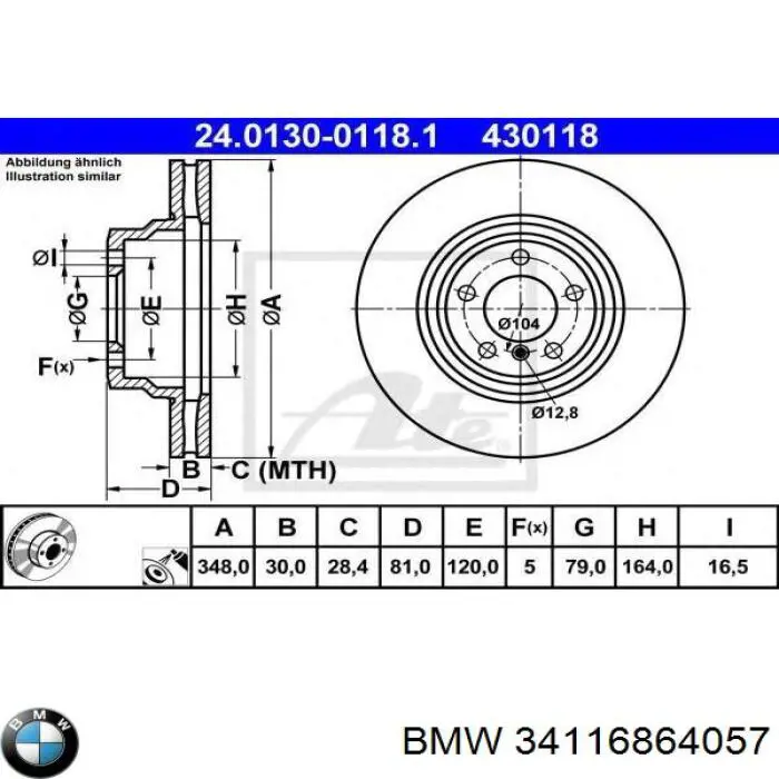 Do koszyka 34116864057 BMW Tarcza hamulcowa przednia