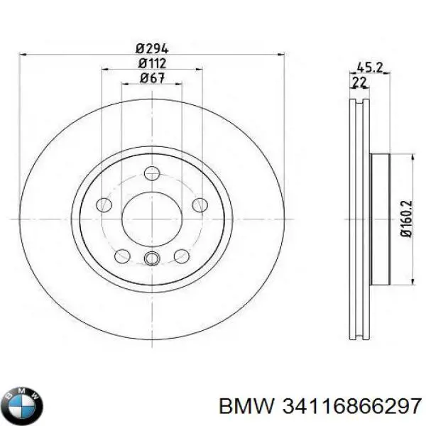 Do koszyka 34116866297 BMW Tarcza hamulcowa przednia