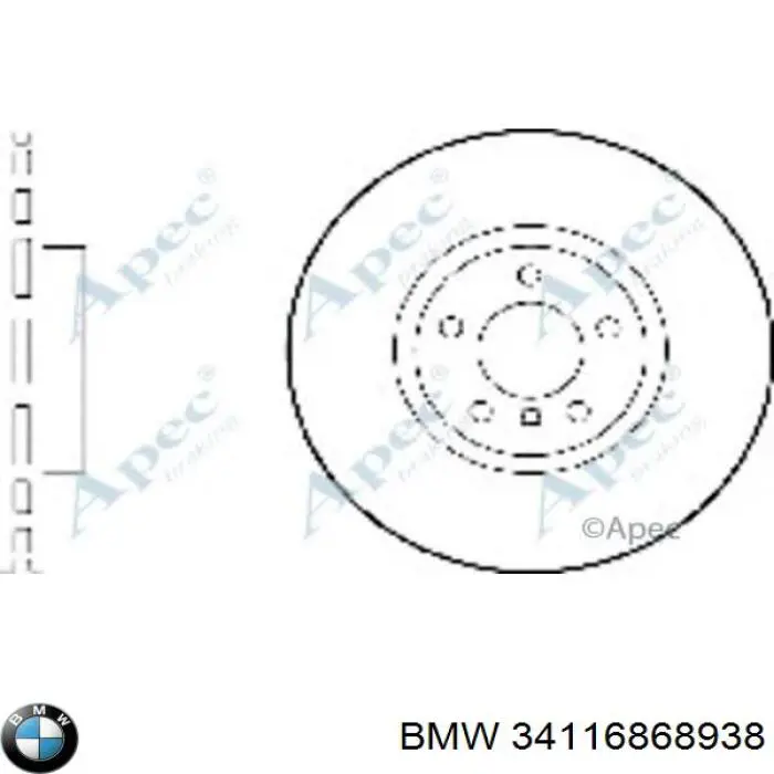 Tarcza hamulcowa przednia 34116868938 BMW
