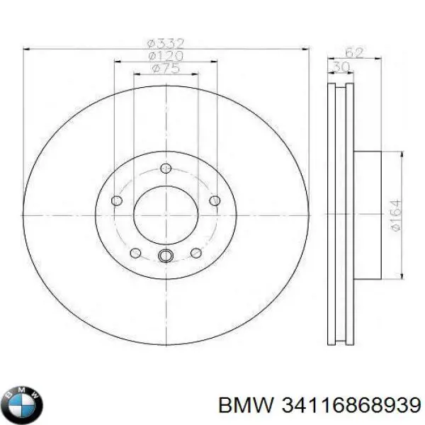 Tarcza hamulcowa przednia BMW 34116868939 cena, od 88,52 USD