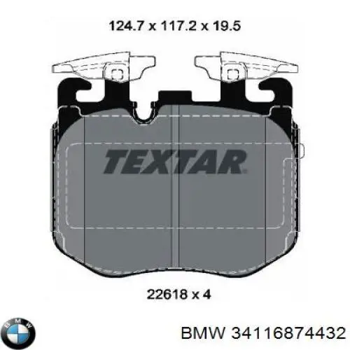 34116874432 BMW klocki hamulcowe przednie tarczowe