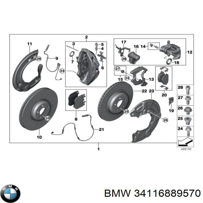 Do koszyka 34116889570 BMW Klocki hamulcowe przednie tarczowe