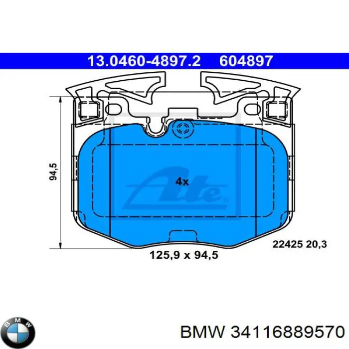 34116889570 BMW Klocki hamulcowe przednie tarczowe