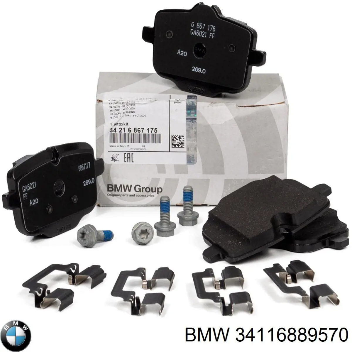 Klocki hamulcowe przednie tarczowe 34116889570 BMW