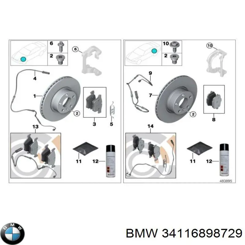Do koszyka 34116898729 BMW Tarcza hamulcowa przednia