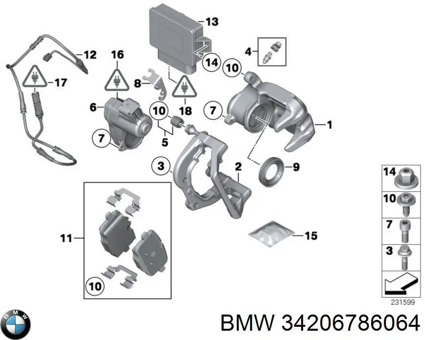 34206786064 BMW Zestaw naprawczy zacisku hamulcowego tylnego