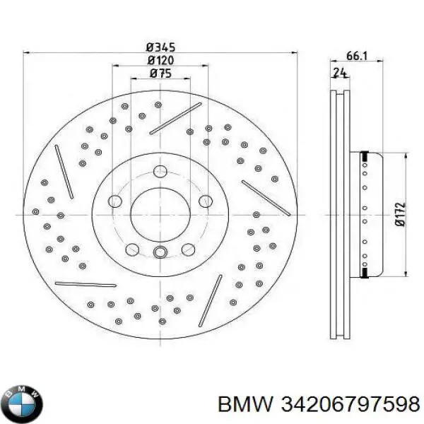 Do koszyka 34206797598 BMW Tarcza hamulcowa tylna