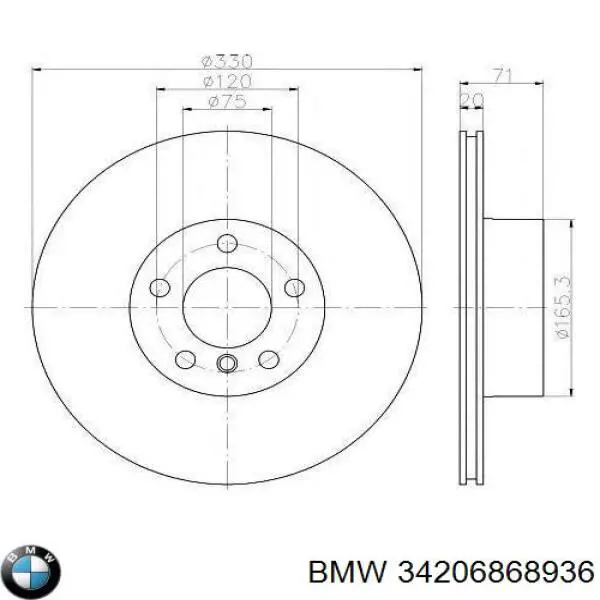 34206868936 BMW Tarcza hamulcowa tylna