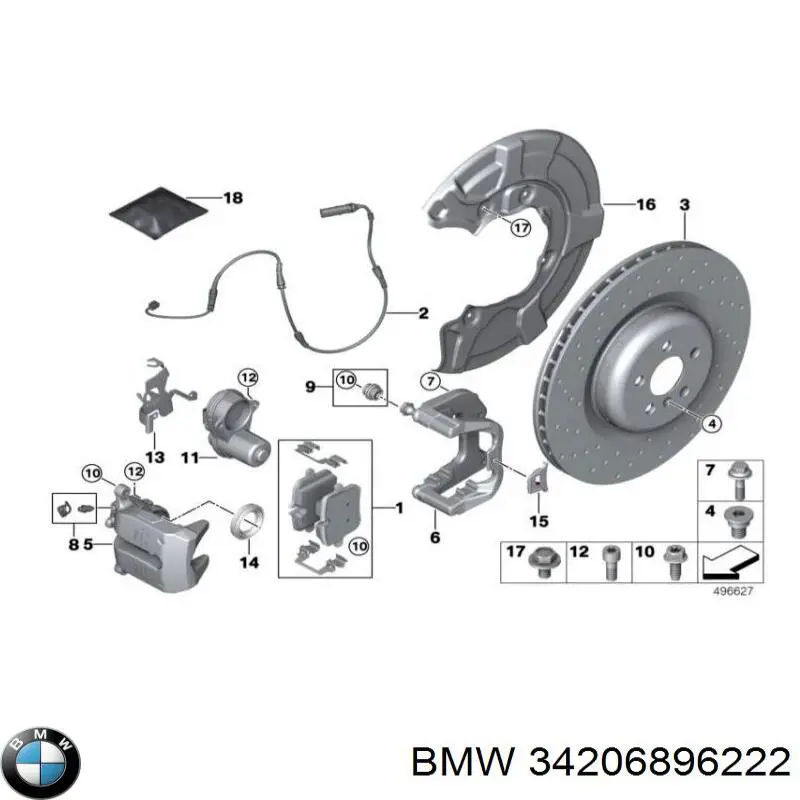 34206896222 BMW Tarcza hamulcowa tylna