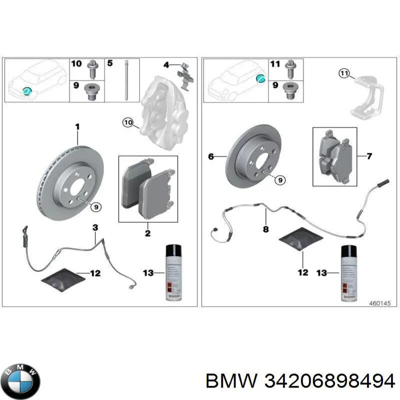 34206880080 BMW Tarcza hamulcowa tylna