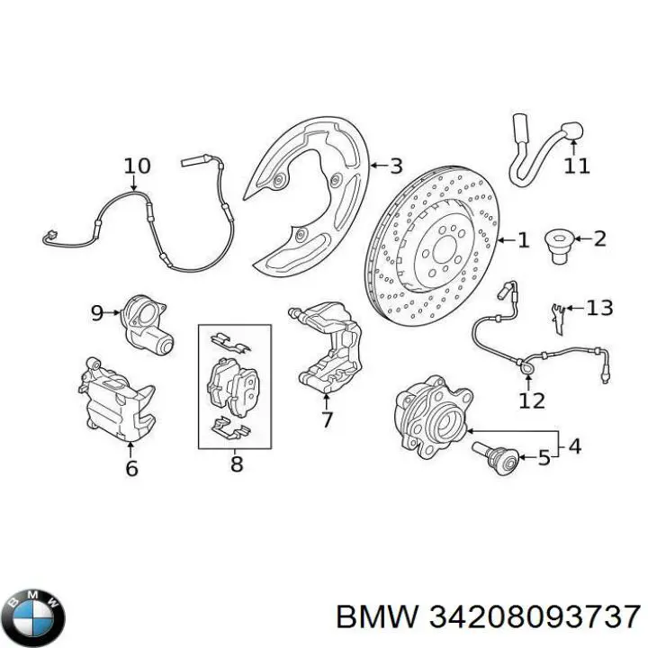 34208093737 BMW Okładziny (klocki) do hamulców tarczowych tylne