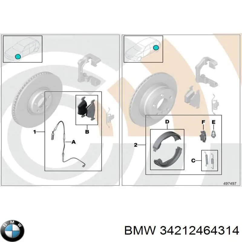 Okładziny (klocki) do hamulców tarczowych tylne BMW 34212464314 cena, od 34,55 USD