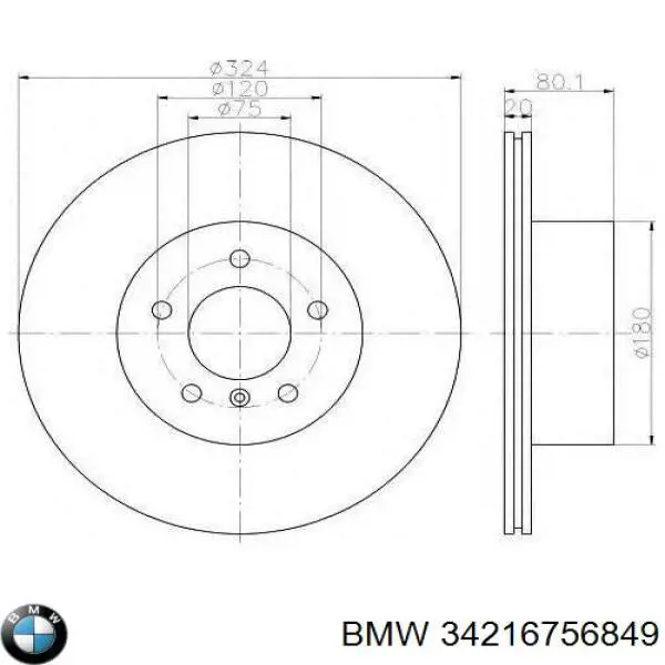 Tarcza hamulcowa tylna BMW 34216756849 cena, od 64,33 USD