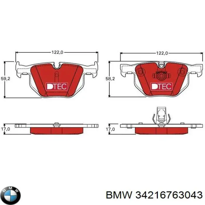 34216763043 BMW Okładziny (klocki) do hamulców tarczowych tylne