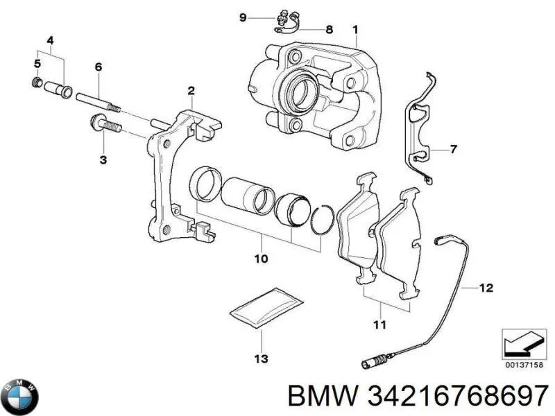34216768697 BMW Zacisk hamulcowy tylny lewy