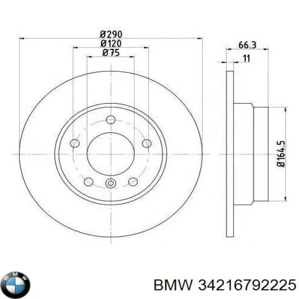 34216792225 BMW Tarcza hamulcowa tylna