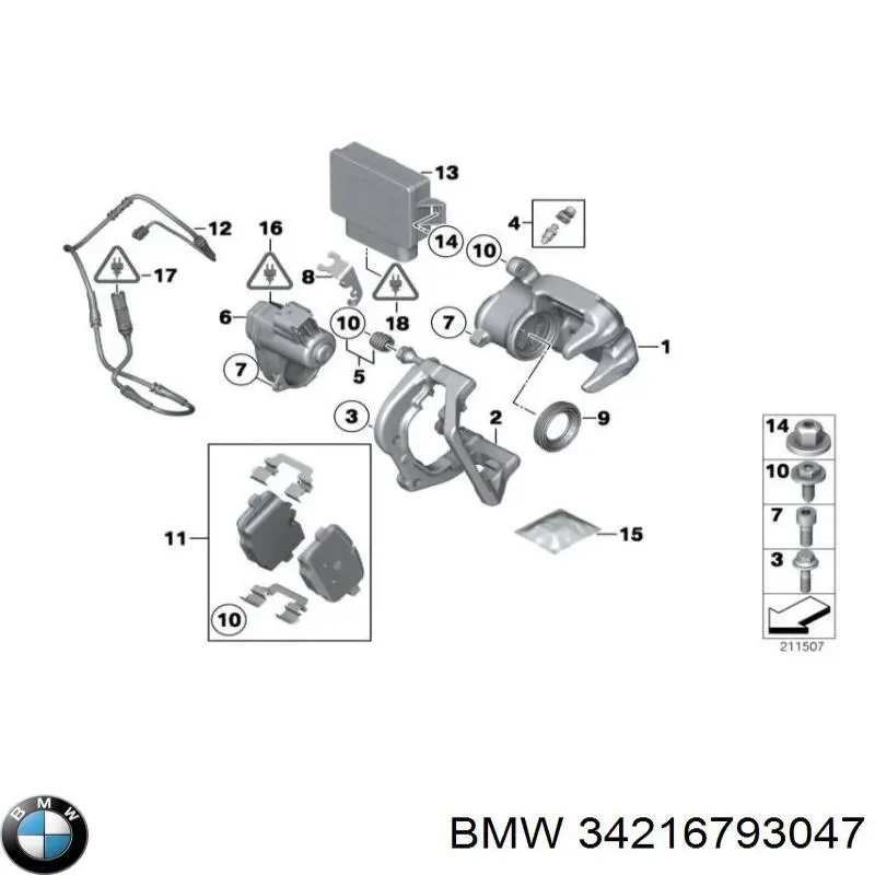 34216793047 BMW Zacisk hamulcowy tylny lewy