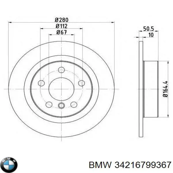 34216799367 BMW Tarcza hamulcowa tylna