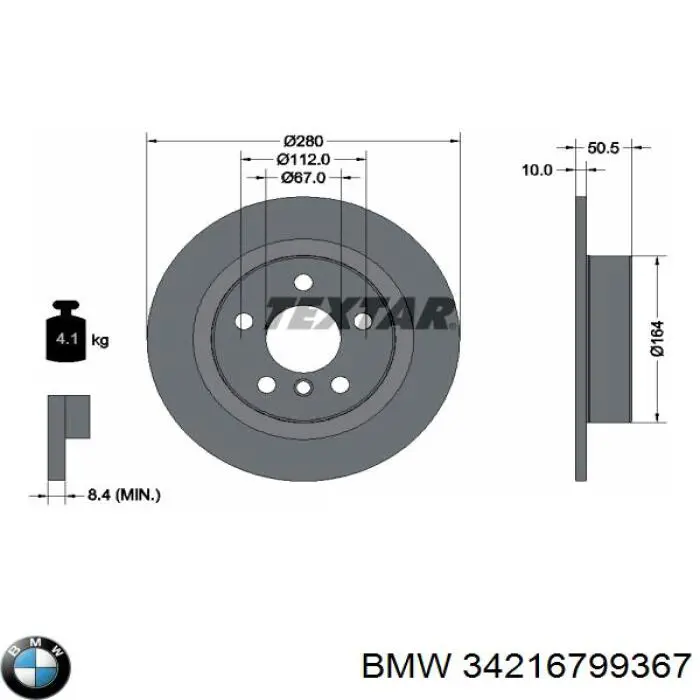 Tarcza hamulcowa tylna BMW 34216799367