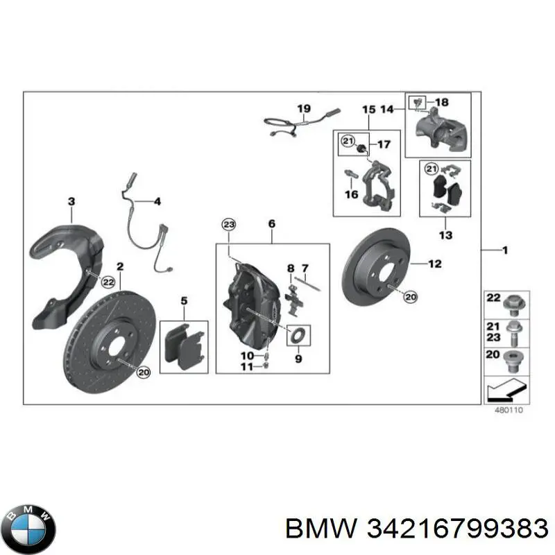 Tarcza hamulcowa tylna 34216799383 BMW